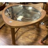 MID CENTURY NATHAN TEAK GLASS TOP COFFE TABLE