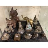 9 ORIENTAL BRONZE ITEMS & OTHERS