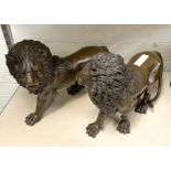 PAIR OF BRONZE LIONS 23CMS (H) APPROX