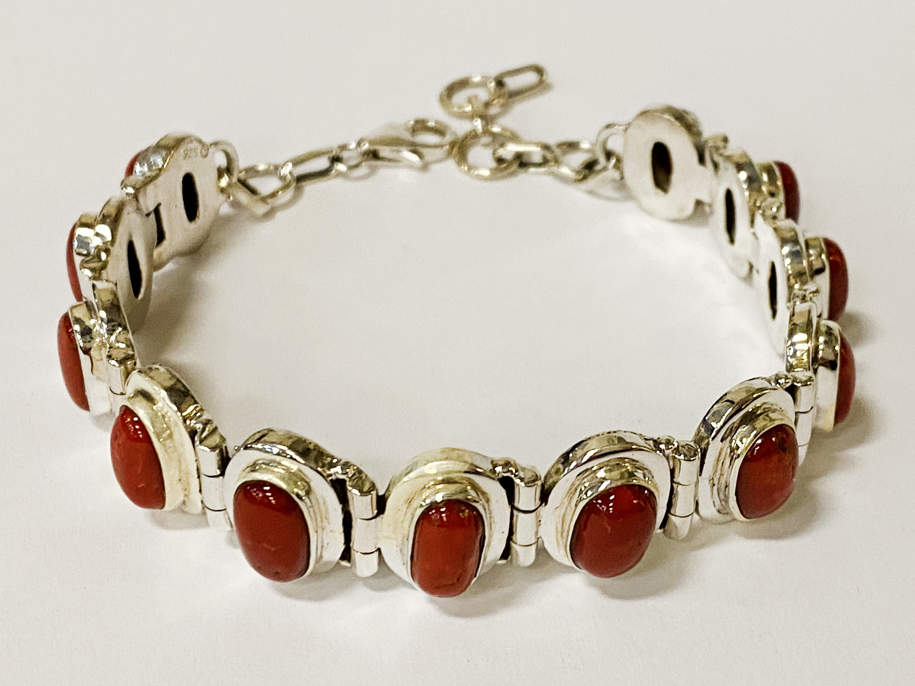 STERLING SILVER RED CORAL BRACELET