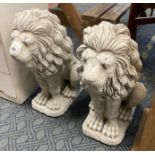 PAIR OF XL SEATED LIONS