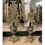 PAIR OF BRASS & ORMOLU CANDLEABRAS - 64 CMS (H)