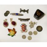 COLLECTION OF SILVER ITEMS & OTHER AMBER