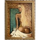 OIL ON CANVAS - BLONDE WOMAN SEMI NAKED 74CMS X 99CMS