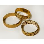 3 X 9CT GOLD WEDDING RINGS - 6 GRAMS APPROX