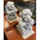 PAIR OF SWORD & SHIELD GARGOYLES