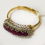 9CT GOLD DIAMOND & RUBY RING - SIZE R