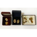 9CT COLD CUFFLINKS & 3 OTHER PAIRS OF CUFFLINKS