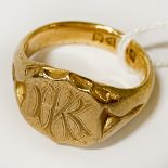 GENTS 18CT GOLD RING - SIZE O - 11 GRAMS APPROX