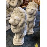 PAIR OF GROWLING LIONS WITH DIAMOND BASES