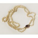 PEARL NECKLACE WITH 9CT GOLD & AMETHYST CLASP