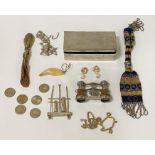 MISERS PURSE AND INTERESTING ITEMS & THEATRE GLASSES