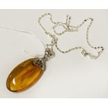 AMBER PENDANT WITH SILVER CHAIN