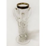 ARMY & NAVY CO-OP CRYSTAL & SILVER 3 HANDLED VASE 20CMS (H)