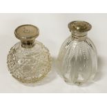 2 HM SILVER TOPPED PERFUME BOTTLES