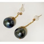 TAHITIAN PEARL STUD EARRINGS - 9CT GOLD