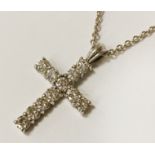 18CT WHITE GOLD CROSS & CHAIN SET WITH 11 DIAMONDS WEIGHING 1.55CTS, BOXED WITH ORIGINAL PURCHASE