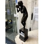 BRONZE ART DECO NUDE ON MARBLE BASE - 30CM TALL