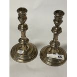 PAIR OF HM SILVER CANDLESTICKS - 20 CMS (H)