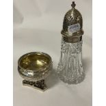 STERLING SILVER SUGAR SIFTER & STERLING SILVER VICTORIAN COMPORT