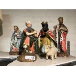 4 NATIVITY FIGURES & SHEEP & PICTURE