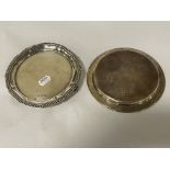 TWO SMALL SILVER TRAYS - EACH 15 CMS (D) - 12 OZ APPROX