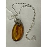 AMBER PENDANT WITH SILVER CHAIN