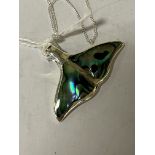 ABALONE STERLING SILVER WHALE TAIL PENDANT AND CHAIN