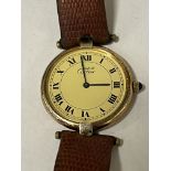 MUST DE CARTIER LADIES WATCH WITH BROWN LEATHER STRAP