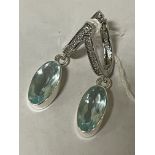 PAIR OF AQUA MARINE LEVER BACK EARRINGS