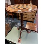 ROSEWOOD CHESS TABLE ON TRIPOD LEGS