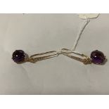 18CT GOLD DIAMOND & AMETHYST DROP EARRINGS