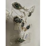 COLLECTION OF STERLING SILVER ABALONE 2 X RING 3 PENDANTS & EARRINGS