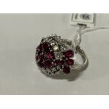 PLATINUM RUBY & DIAMOND RING - APPROX 3.50CTS WITH COA - SIZE M - COLOURS G-H