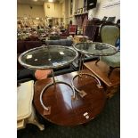 PAIR OF CHROME GLASS TOP ADJUSTABLE TABLES