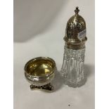 STERLING SILVER SUGAR SIFTER & STERLING SILVER VICTORIAN COMPORT