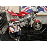 MINI MOTORBIKE ENORGIE BY AL AOLI WITH HELMET - WAS RUNNING, NEEDS A SERVICE