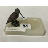 COLD PAINTED BRONZE ON BIRD ON MARBLE BASE (NR)