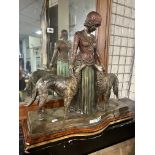 BRONZE GIRL & DOGS GROUP 24'' (H)