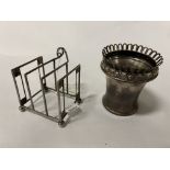 STERLING SILVER SMALL VASE BY PAGE KEEN & PAGE & STERLING SILVER TOAST RACK (2.72OZ)