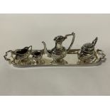 MINIATURE SILVER TEASET ON TRAY