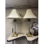 PAIR OF LARGE GLASS COLUMN TABLE LAMPS