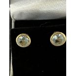 AQUAMARINE STUD EARRINGS 925 GILT SILVER