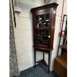 MAHOGANY GLAZED CORNER CABINET