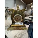 ARTS & CRAFTS MANTLE CLOCK IN COPPER & BRASS - 8 INCHES APPROX