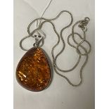AMBER PENDANT ON 925 SILVER CHAIN
