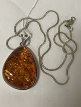 AMBER PENDANT ON 925 SILVER CHAIN