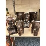 COLLECTION OF AFRICAN ETHNIC CARVED BUSTS/BOOKENDS
