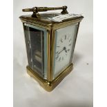 BRASS CHIMING CARRIAGE CLOCK WITH KEY, WORKING, GREAT CONDITION