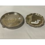 TWO STERLING SILVER SALVERS - 19OZ APPROX TOTAL